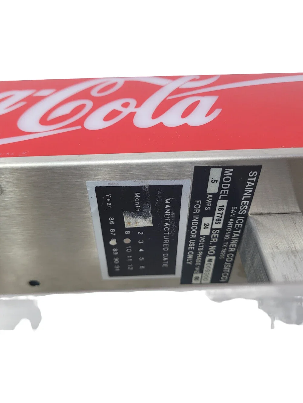 Vintage Coca-Cola SITCO Fountain Serve Soda Pop Machine Sign Topper 1988 Works
